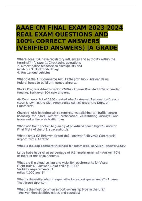 AAAE CM FINAL EXAM 2023 2024 REAL EXAM QUESTIONS AND 100 CORRECT