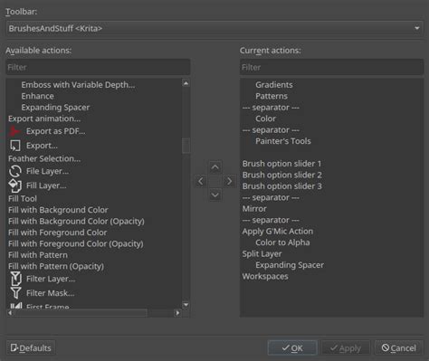 Settings Menu Krita Manual