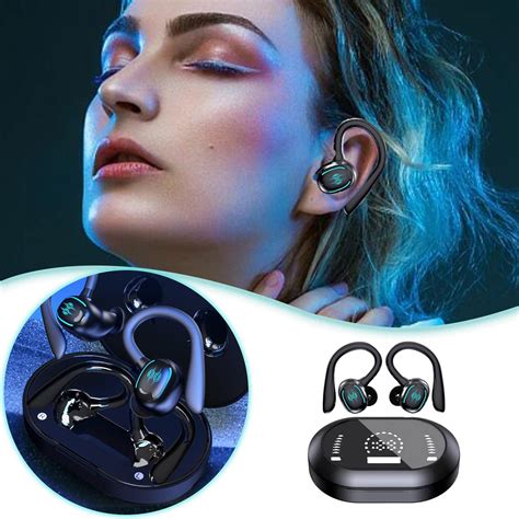 Jrocdr Bluetooth Headphones Waterproof Ear Hooks Wireless Earbuds For Android Noise Cancelling