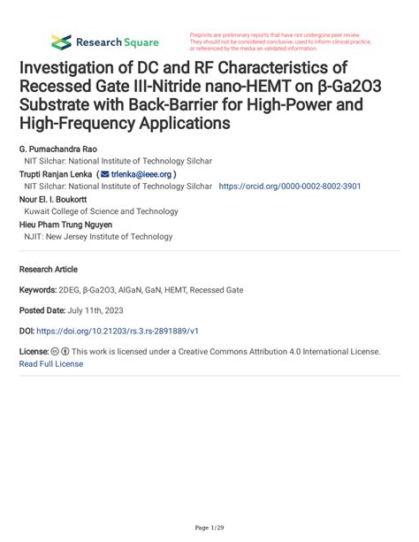 PDF Investigation Of DC And RF Characteristics Of Recessed Gate III