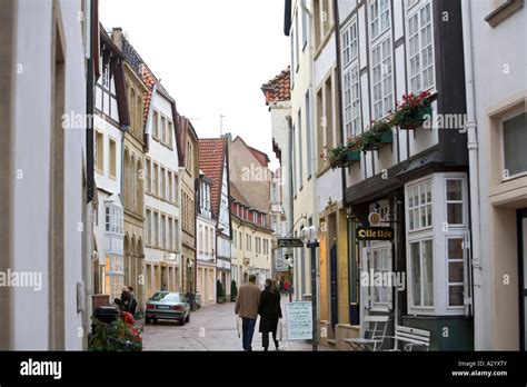 Shopping district side street Osnabruck Germany Stock Photo - Alamy