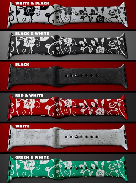 Roses Engraved Silicone Watch Band Etsy Watch Bands Silicone Watch