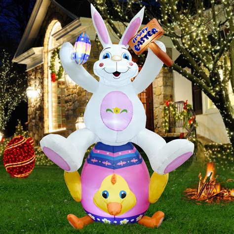 Amazon FunFanso 4 5 FT Inflatable Bunny With Egg Easter Outdoor