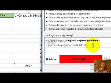 Excel İki Sütunu Karşılaştırmada Koşullu Biçimlendirme DÜŞEYARA