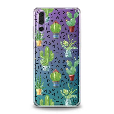 Чехол силиконовый для Huawei (Кактусы паттерн) Nova 3 хуавей нова ...