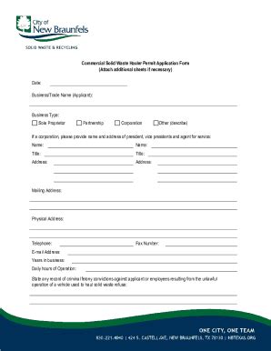 Fillable Online Commercial Solid Waste Hauler Permit Application Form