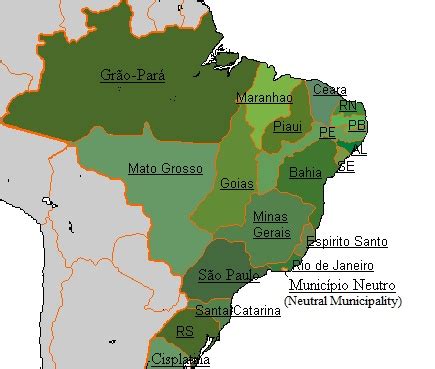 Map of the Empire of Brazil in 1824 Brasil império História do