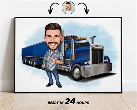 Personalized Truck Driver Cartoon Portrait, Custom Truck Driver ...