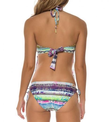 Women Two Pieces Color Print Tassel Fringe Padded Bikini Set Swimsuit
