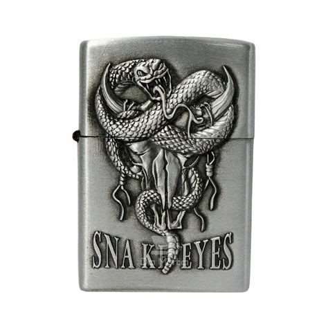 Isqueiro De Metal Prata Snake Eyes Tabacaria Da Mata