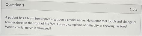 Solved Question 11 PtsA Patient Has A Brain Tumor Pressing Chegg