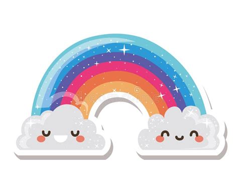 Kawaii Van Het Ontwerp Van Het Wolkenbeeldverhaal Vector Illustratie