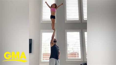 This Dad Daughter Cheerleading Stunt Duo Are Some Serious Squad Goals L Gma Digital Youtube