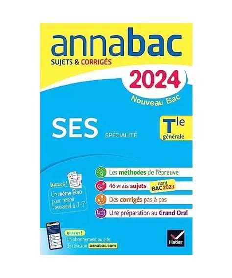 Annales Du Bac Annabac 2024 Ses Tle Générale Spécialité Sujets