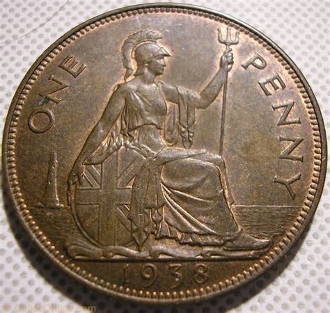 George VI One Penny 1938 UK Monete Mondo Regno Unito