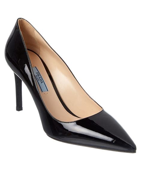 Prada Patent Pointy Toe Pump Black Leather