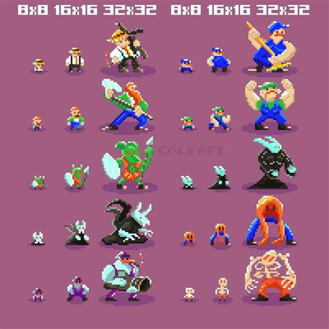 Same characters, different sizes : r/PixelArt