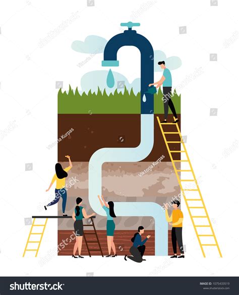 Vector Illustration Water System Extraction Groundwater Stock Vector