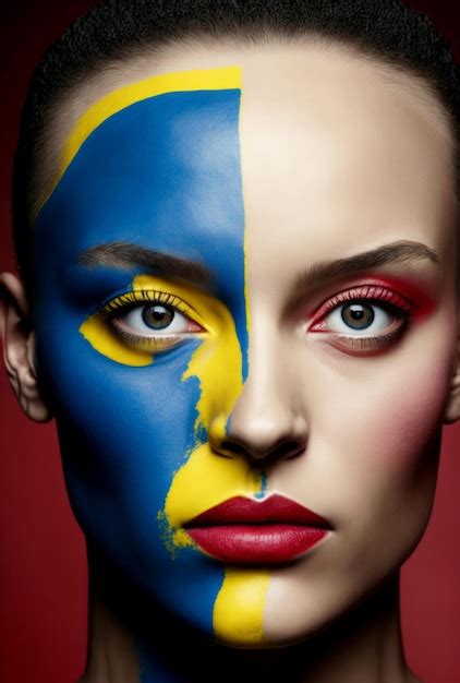 Premium Photo | Strong beautiful woman with ukrainian flag colored ...