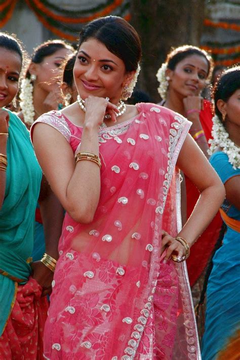 ThePhotoZone Hot South Actress Kajal Agarwal Pink Saree Photos