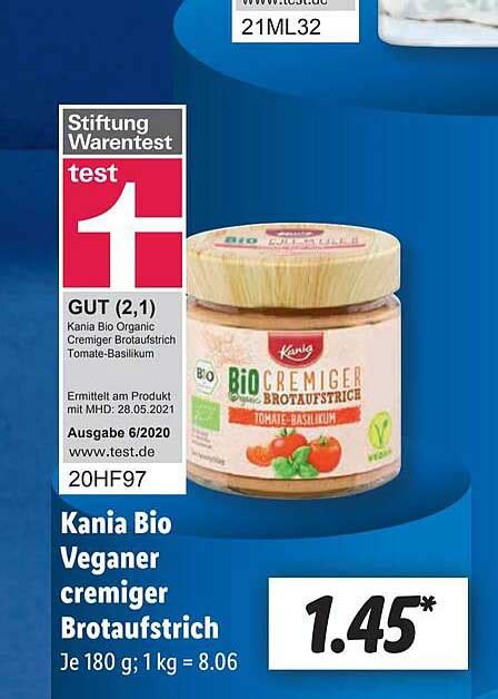 Kania Bio Veganer Cremiger Brotaufstrich Angebot Bei Lidl 1Prospekte De