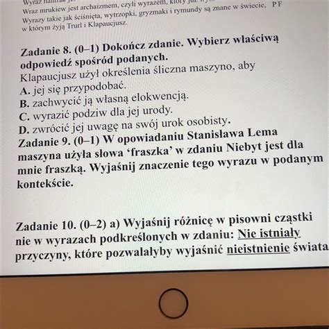 Prosze o pomoc Dam 20 pkt Zadanie 9 załącznik Brainly pl