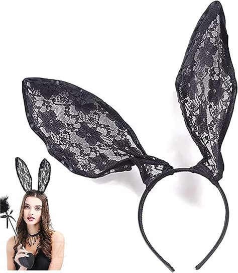 Black Lace Bunny Ears Sexy Playboy Playmate Rabbit Wire Headband Fancy Dress Uk Beauty