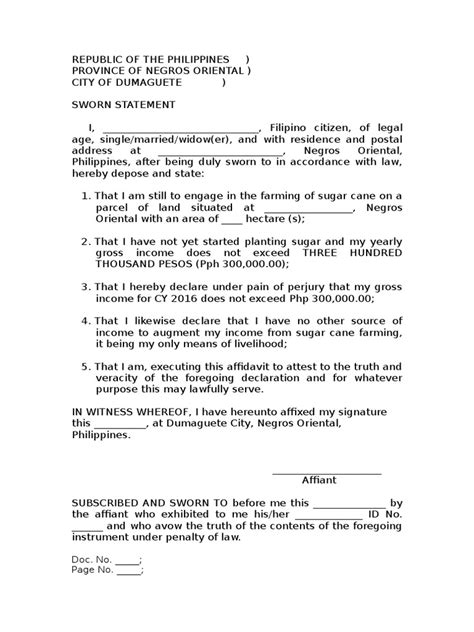 Sworn Statement Pdf