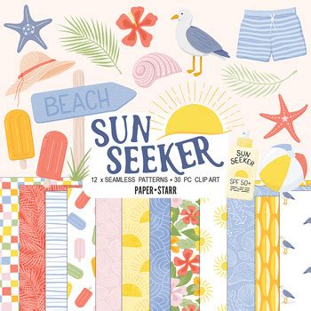 Summer Digital Paper And Clipart By Paper Starr Tpt