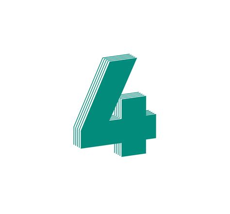 3D Linear modern logo of the number 4. Number in the form of a line ...