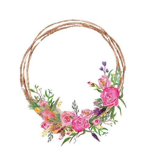 Watercolor Wreath Clipart Pink Flowers Wreath With Peonies Etsy