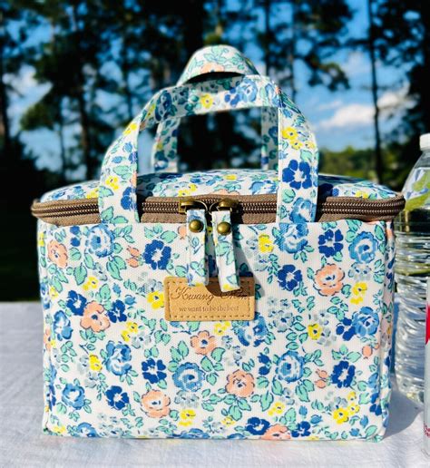 Floral Blue Blooming Insulated Lunch Bag for Women,reusable Lunch Box ...