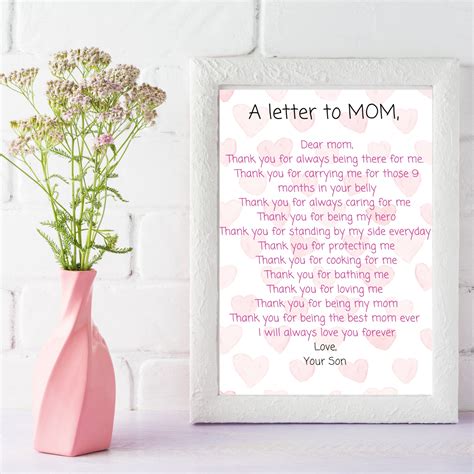 Kids T To Mom A Letter To Mom A Letter For Mom Dear Mom Printable