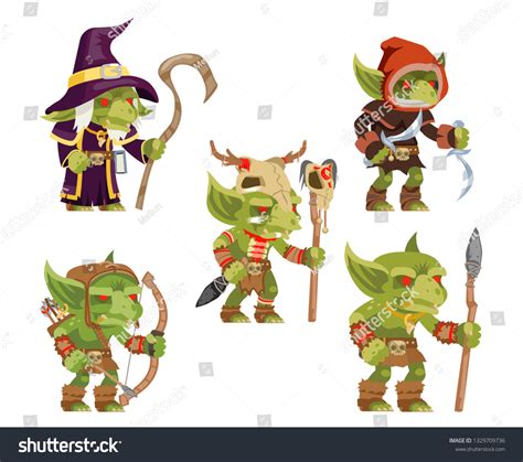 Evil Goblins Pack Dungeon Dark Wood Stock Vector Royalty Free 1329709736