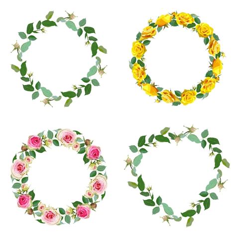 Premium Vector Round Frames With Rose Flowers