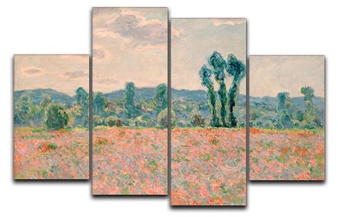 Poppy Field by Monet 4 Split Panel Canvas | Canvas Art Rocks – Canvas ...