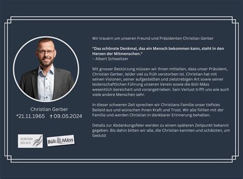 Todesanzeige Christian Gerber Gewerbe B Lach