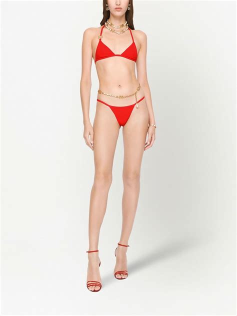 Dolce Gabbana Logo Plaque Halterneck Bikini Set Farfetch