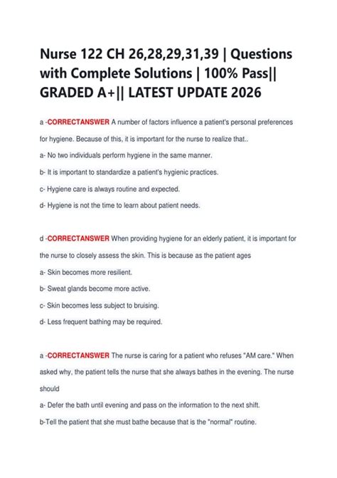 Nurse 122 CH 26,28,29,31,39 | Questions with Complete Solutions | 100%