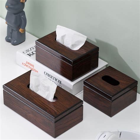 Imitation Walnut Wooden Tissue Box Tissue Holder Living Room Tissue