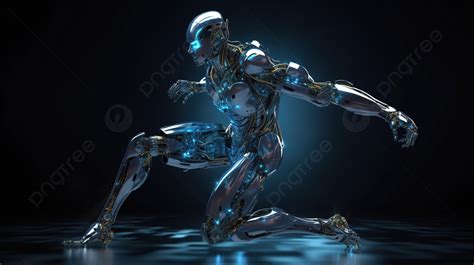 Fondo Cyborg O Robot De Movimiento Rápido En Renderizado 3d Usando