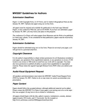 Fillable Online Mw Guidelines For Authors Mw Av Request Form