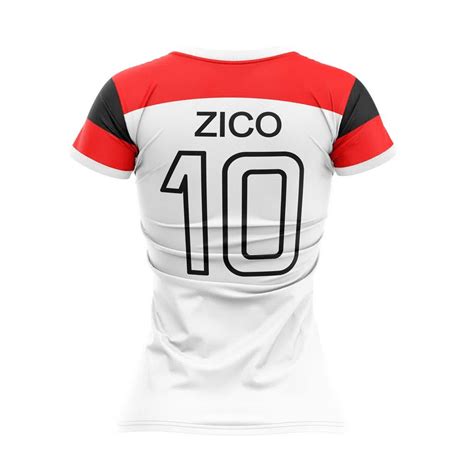 Camiseta Braziline Flamengo Zico Retr Babylook Feminino Branco