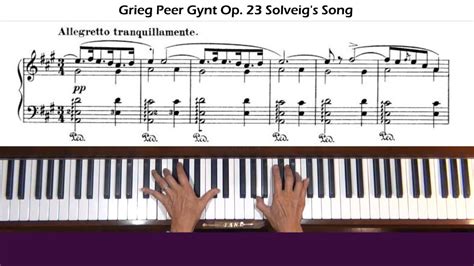 Grieg Peer Gynt Op 23 Solveig S Song Piano Tutorial YouTube