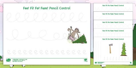 Fee Fi Fo Fum Pencil Control Worksheets Teacher Made