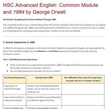 Hsc Advanced George Orwell Common Module Texts And Human