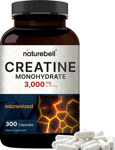 Creatine Monohydrate 3000mg Per Serving 300 Capsules Micronized Unflavored