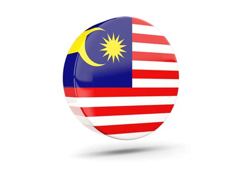 Glossy round icon 3d. Illustration of flag of Malaysia