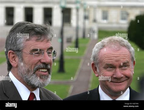 Sinn Feins Leader Gerry Adams And Northern Irelands Deputy First