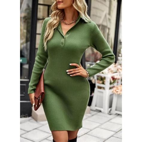 Robe Femme Chic Et Elegant Manches Longues Vert Mr Vert Cdiscount